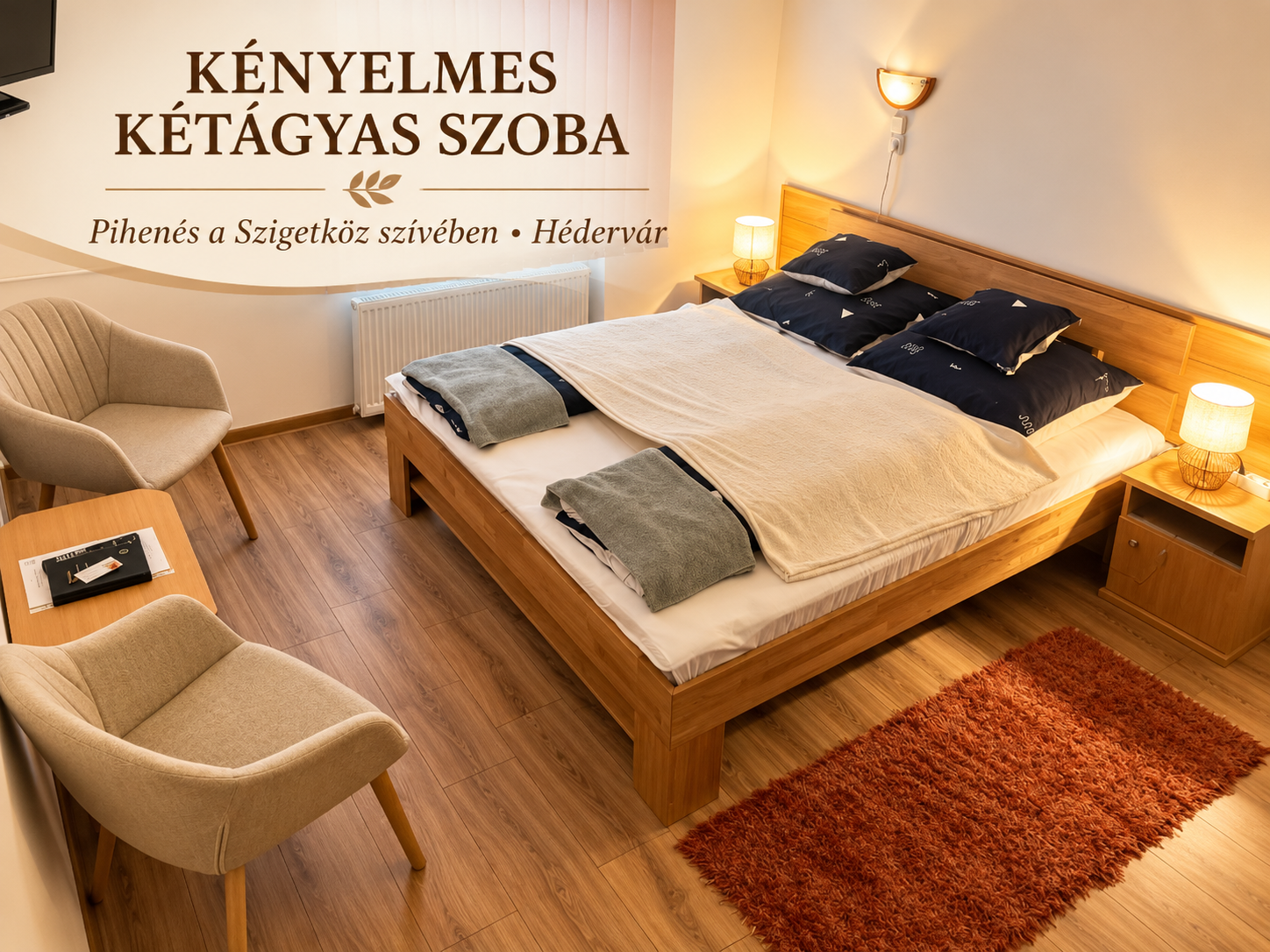 Kényelmes kétágyas szoba Héderváron1