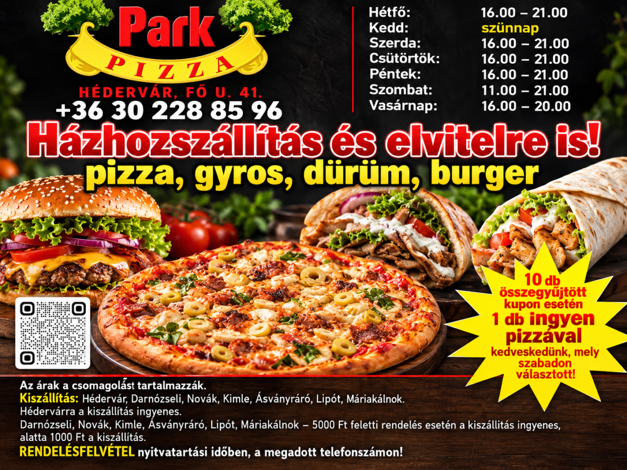 Park Pizza házhozszállítási plakát